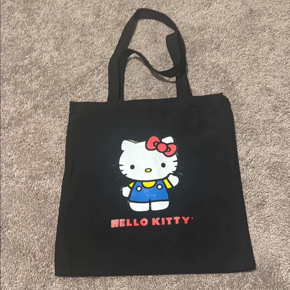 Hello Kitty Black Tote Bag with Red and Blue Accents
